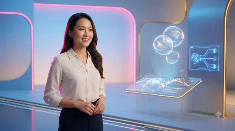 Minh họa người dùng tương tác với hệ thống hỗ trợ kỹ thuật số để tìm kiếm thông tin