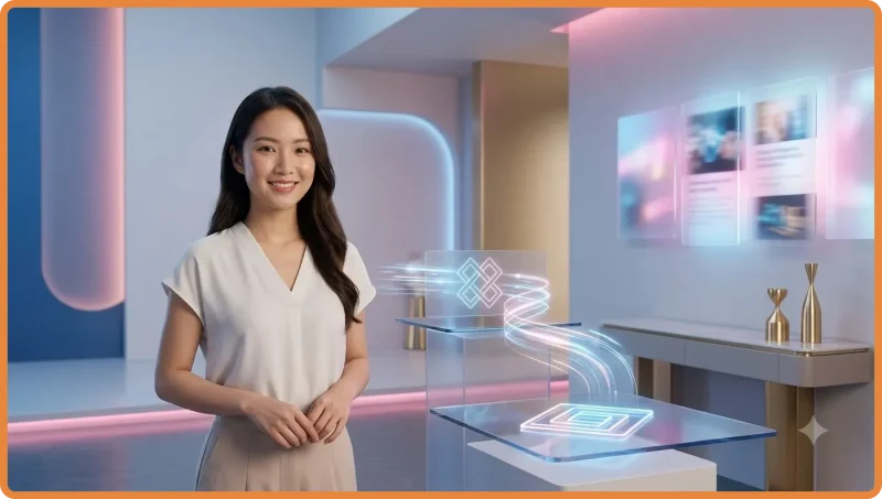 Minh họa người dùng tương tác với hệ thống hỗ trợ kỹ thuật số để tìm kiếm thông tin
